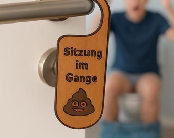 Funny WC door hanger – door sign for the toilet with the saying ‘Session in progress’ – funny bathroom door hanger, gift idea