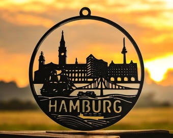 Hamburg Skyline Pendant • 3D Printed Decorative Sphere • Hamburg Ornament Made of PLA • Gift for Hamburg Fans • Window Decoration / Wall Decoration
