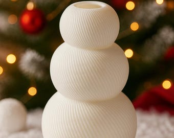 3D-printed snowman vase made of PLA – modern Christmas decoration – winter vase for dried flowers – handmade, various colors