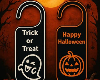 Halloween door sign "Trick or Treat" & "Happy Halloween" | 3D-printed PLA decoration | Door hanger gifts | Halloween party decoration - handmade