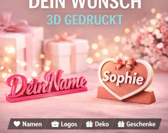 Personalized 3D printing made to order | Gift for girlfriend, name sign, individual decoration, custom 3D print