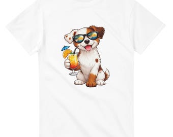 Cocktail Dog Vibes T-Shirt – Cool dog with sunglasses | Funny summer shirt | Unisex
