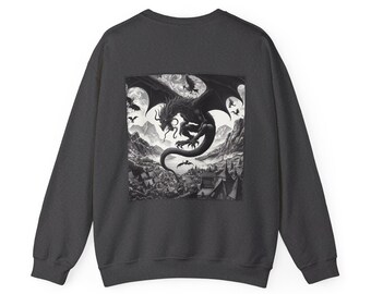 Norse Nidhogg Dragon Sweatshirt, Unisex Crewneck, Cozy Halloween Apparel, Fantasy Lover Gift, Cool Streetwear, Everyday Comfort