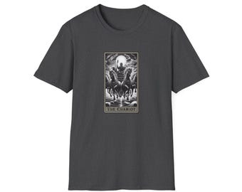 Mystical Tarot Chariot T-Shirt - Unisex Softstyle Tee, Astrology Gift, Spiritual Apparel, Witchy Fashion, Occult Shirt, Horoscope Gift