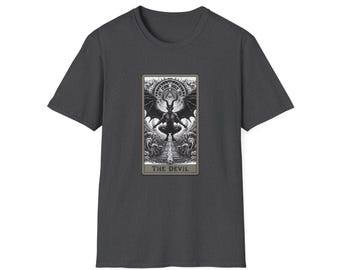 Camiseta de la Carta del Tarot del Diablo, camiseta gótica, ropa informal, camiseta de Halloween, idea de regalo única