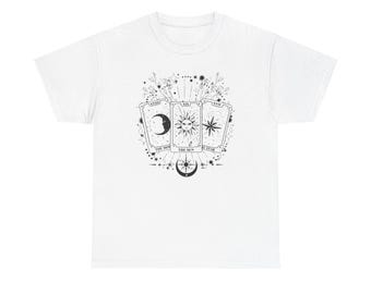 Mystieke tarotkaart T-shirt, T-shirt uniseks, shirt waarzeggerij, occulte graphic T-shirt, cadeau tarotliefhebber, mystieke kleding