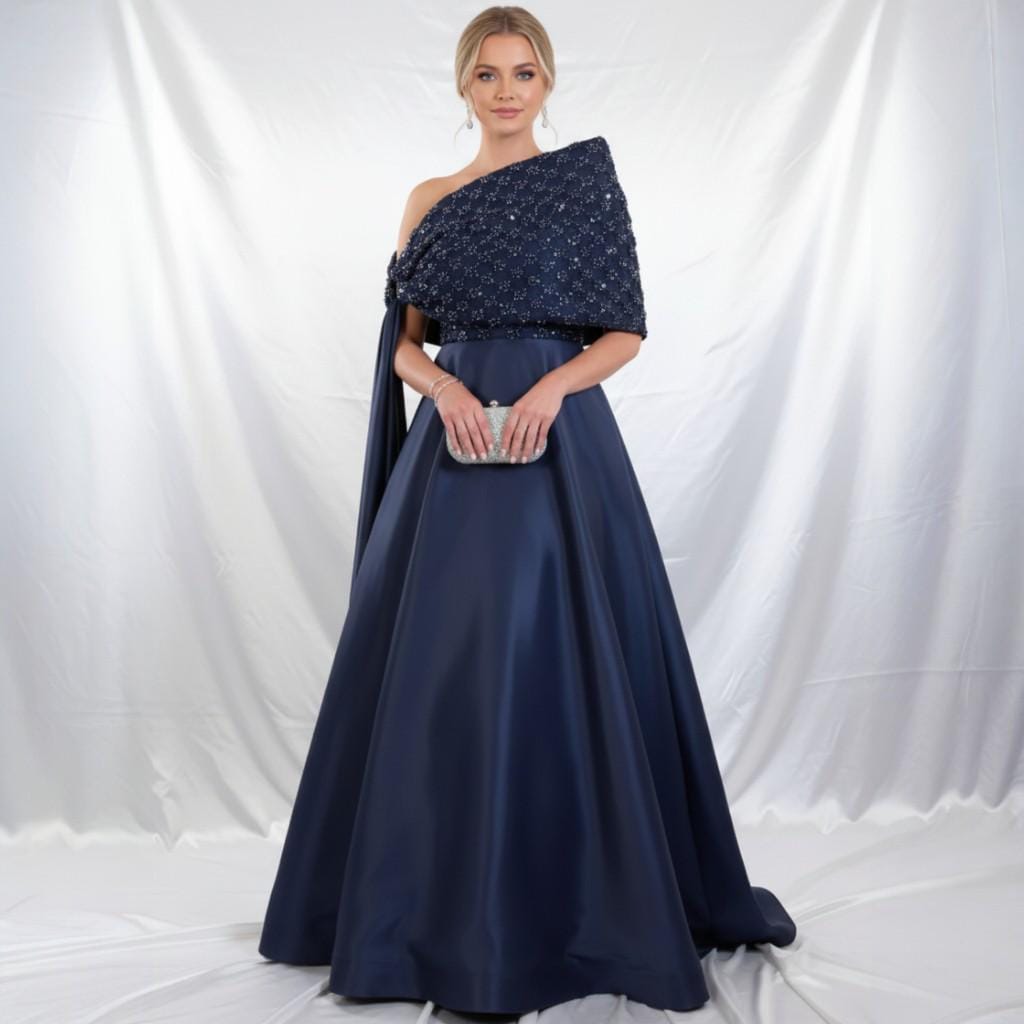 Navy Beaded Gown
