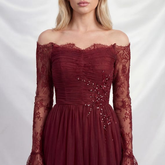 rose gold dress lace ASHLEYlauren Style 12217 main image 0