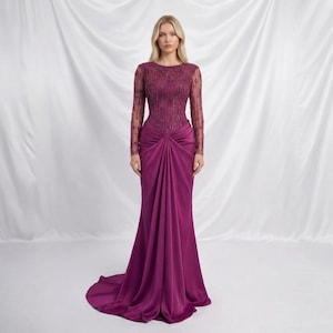 plum formal dress with sleeves Prom Dresses with Sleeves | Prom Gowns with Sleeves