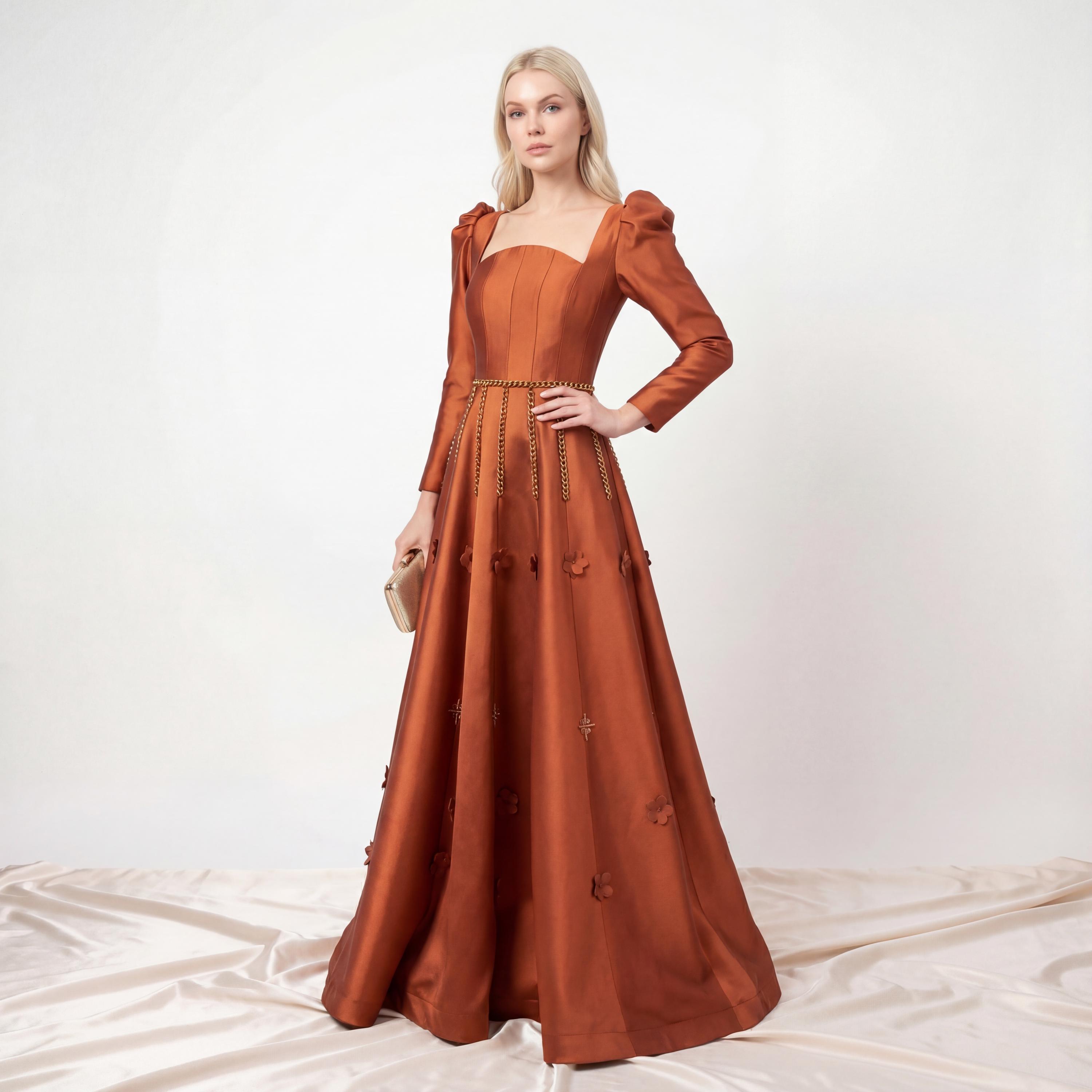 orange corset maxi dress Orange Corset Plunge Drape Maxi Dress