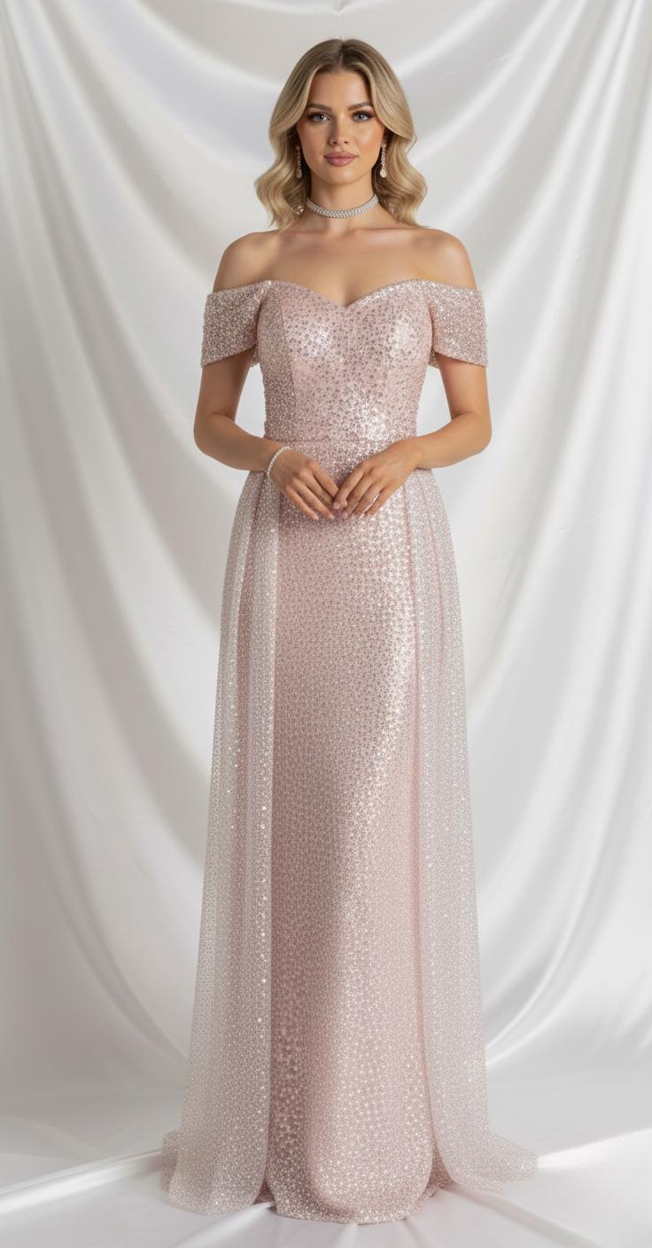 pink sparkly off the shoulder dress Off Shoulder Pink Tulle Sparkly A-line Long Evening Prom Dresses, Custom Prom Dress, MR8770