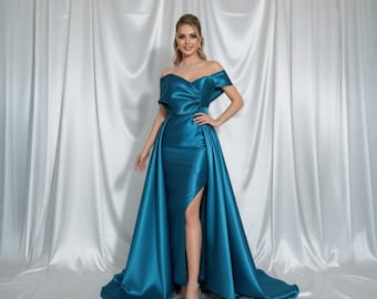 elegant teal dress Teal Blue Elegant Embroidered Georgette Gown with Dupatta –