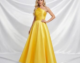 open lace back dress Analuisa One Shoulder Maxi Dress Yellow