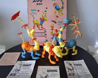 Vintage Dr Seuss Revell Complete Norval, Gowdy and Tingo Zoo Toy