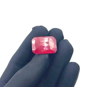 Cushion Lab Created Ruby Gemstone, Faceted Deep Red, Jewelry Making Stone (16x22x5mm)