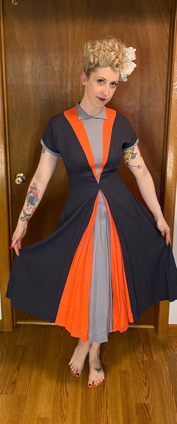 1950s color block dress