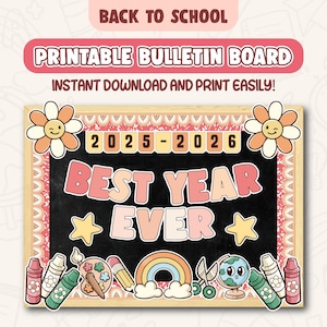 Welcome Back To School Bulletin Board Kit, Retro Rainbow Classroom Decor, Back to School Bulletin Board, Back To School Bulletin Board Ideas