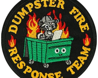 Dumpster Fire Response Team Patch: Funny Embroidered Hook and Loop