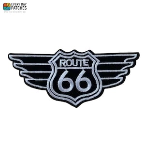 Parche termoadhesivo de la Ruta 66: Insignia bordada de viaje por carretera vintage