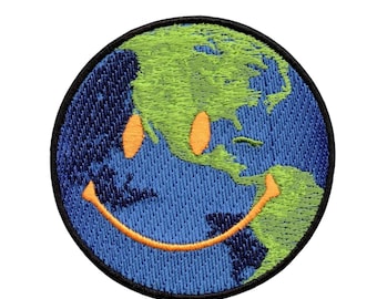 Happy Face World Emoji gesticktes Aufbügler Größe 3