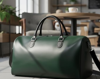 Travel Leather Bag Pattern – DIY Weekender Bag PDF Sewing Template, Duffel Bag Pattern for Handmade Leather Luggage, Digital Download