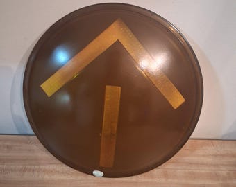 Lente de señalización ámbar de cristal Kopp vintage – Cubierta redonda industrial/para semáforo –
