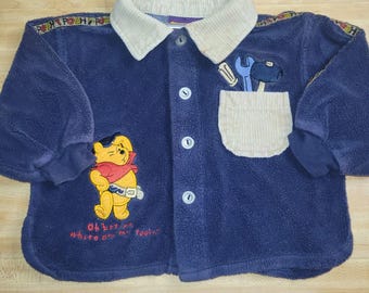 Chaqueta vintage de pana azul de la colección Winnie the Pooh de Disney (100 Acre), pieza rara para niño de 18 meses.