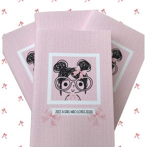 Libreta cristiana de bolsillo - Libreta de bolsillo para chica geek - Libreta rosa - Solo una chica que ama a Jesús Libreta de notas - Libreta de bolsillo con lazos rosas - Libro para adolescentes