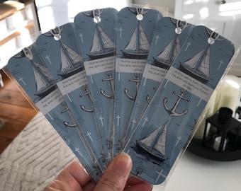 Sailboat Bookmark with Bible Verse, Nautical Theme Bookmark, Christian Gift