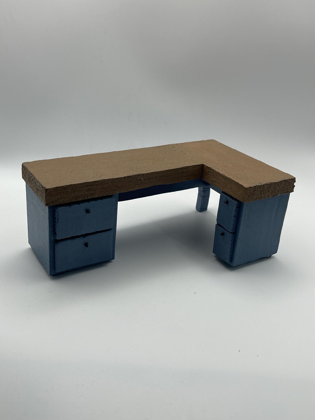 1:12 Scale L-shaped Office Desk – Handmade Diorama Furniture for Action ...