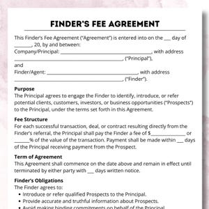 Finder&#39;s Fee Agreement Template: Business Referral Contract (Canva & PDF)