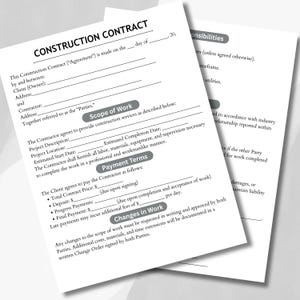 Editable Construction Contract Template: Printable Canva PDF (US Letter ...
