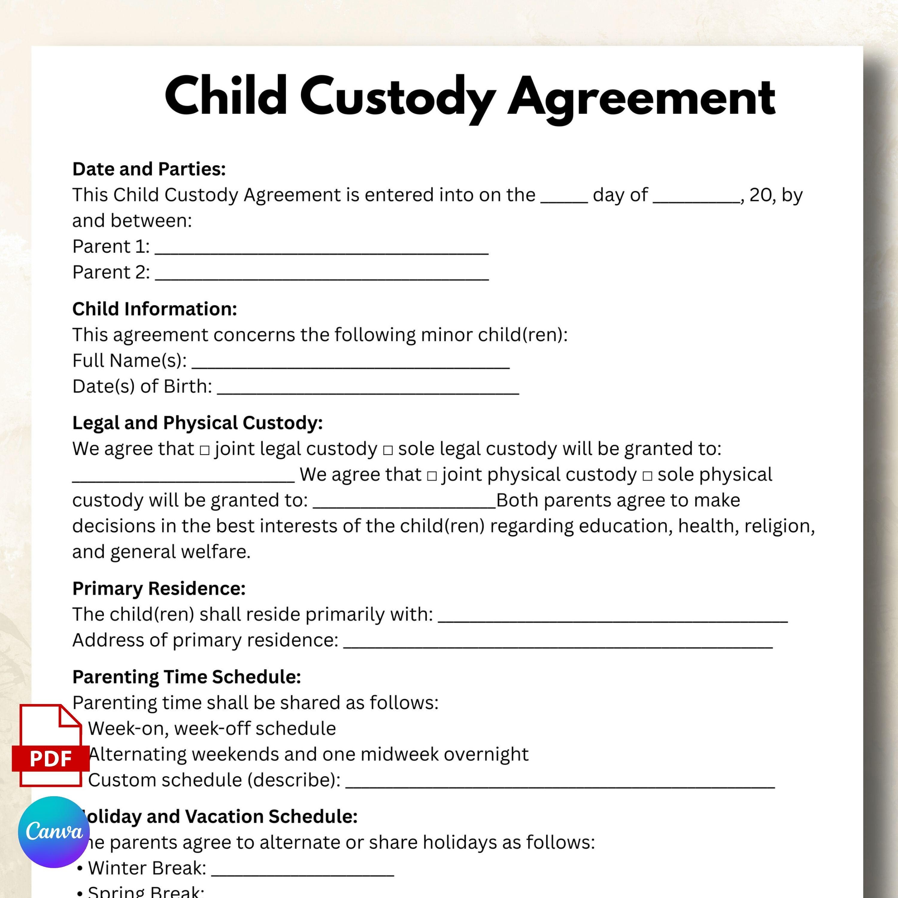 Buy Child Custody Template Online In India India