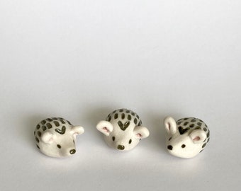 Little Porcelain Hedgehog Miniature Figurine- Ready to ship