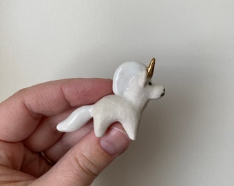 Porcelain Gold Lustered Unicorn Miniature Figurine