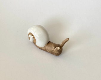 Miniature Porcelain Snail with Gold Luster