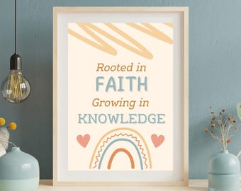 Homeschool Wall Art: Boho Christian Prints, Set of 10 (PDF Download)