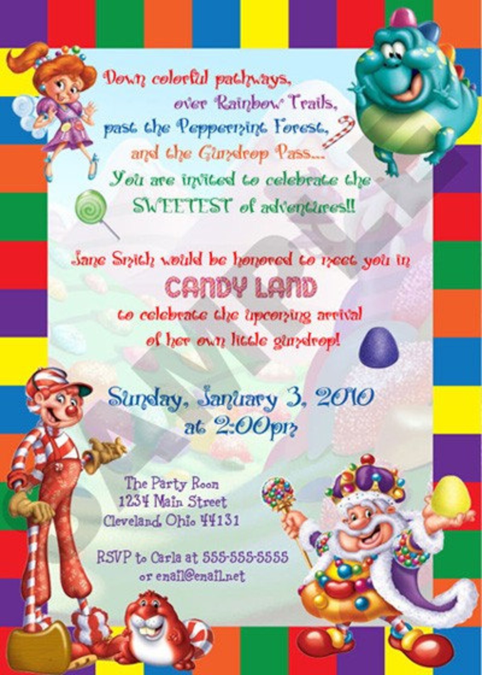 Personalized CANDYLAND Birthday or Shower Invitation Digital File