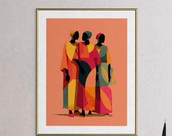 Black Woman Art, Black Girl Wall Art, Black Art Decor, Afro Woman Silhouette, African American Art, Abstract Black Art, Afrocentric Wall Art