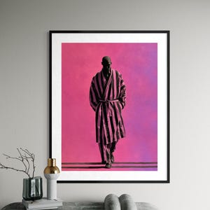 Stylish Black Man Wall Art, Black Man Fashion Print, Modern African American Art, Pink Black Man Decor, Bold Wall Art