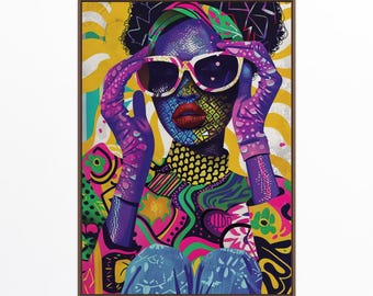 Abstract Afrocentric Black Woman Art, Black Art Print, Abstract Black Art, Urban Melanin African American Art, Afro Chic Black Girl Wall Art