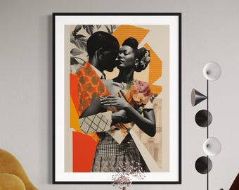 Arte murale nera, arte afroamericana, arte dell'uomo nero, arte murale della donna nera, arte nera vintage, arte murale della ragazza nera, opere d'arte di coppie nere