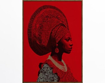Black Art Print, Afrocentric Black Woman Art, Abstract Afro Woman Art, Black Girl Art, African Fashion Decor, Abstract African American Art