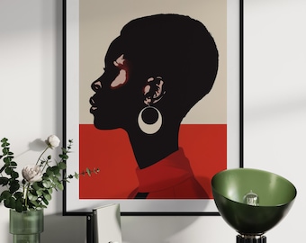 Black Art Print, Abstract Black Woman Art, Afrocentric Black Girl Wall Art, Abstract African Art, African American Art, Afro Chic Portrait