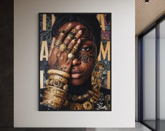 Black Woman Art, Afrocentric Wall Art, African American Art, Abstract African Art, Black Girl Wall Art, Modern Black Art, Urban Wall Art