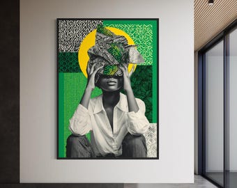 Arte astratta nera, arte murale di ragazze nere, arte di donne nere, arte afroamericana, arte murale afrocentrica, arte femminile nera, stampa d'arte nera