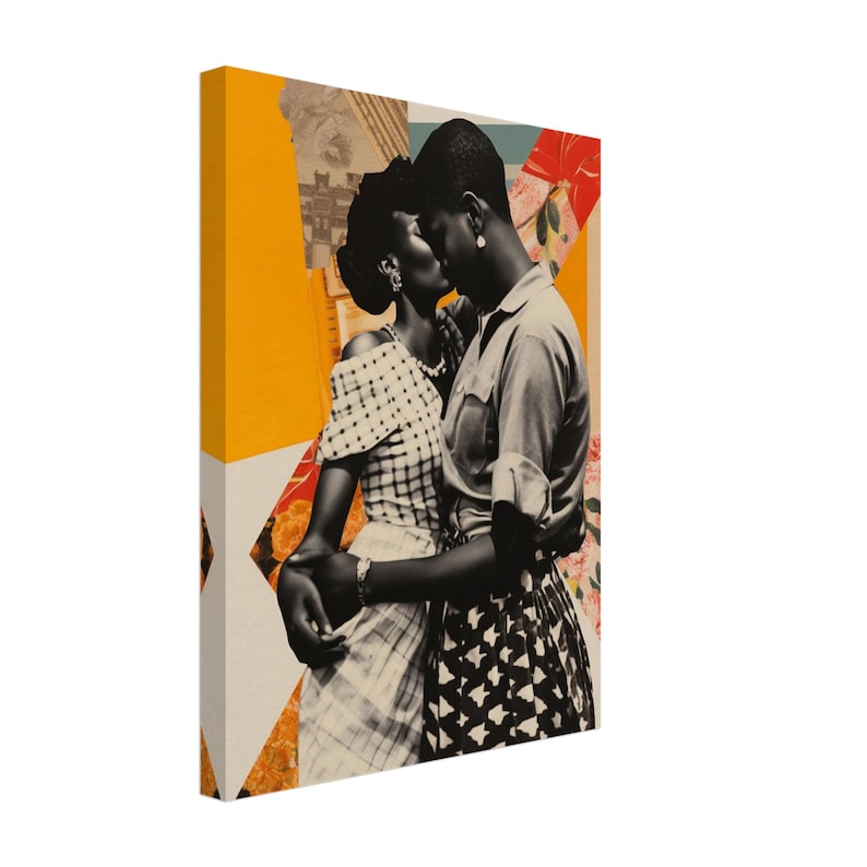 Black Sapphic Wall Art, African American WLW Print, Black Queer Couple Collage, Vintage Black Lesbian Poster, Pride Home Decor Gift for Her image 3