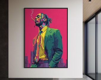 Afrocentric Black Man Portrait, Black Art Print, Abstract Black Art, Urban Black Boy Wall Art, African American Art, Black People Artwork