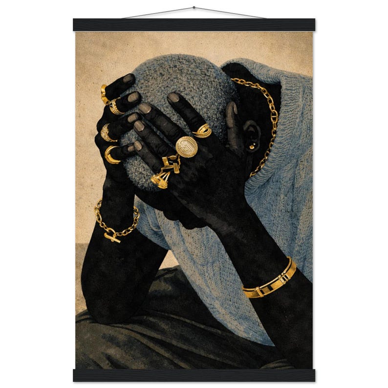 Luxury Black Art, Black Man Art, Black Men Wall Art, Black Art Prints, Afrocentric Urban Wall Art, Afro Fashion Art, Black Man Wall Art image 7