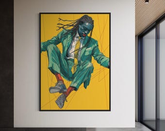 Black Boy Art, Black Art Print, Black Man Portrait Art, African American Art, Black People Wall Art, Minimalist Afro Art, Black People Decor